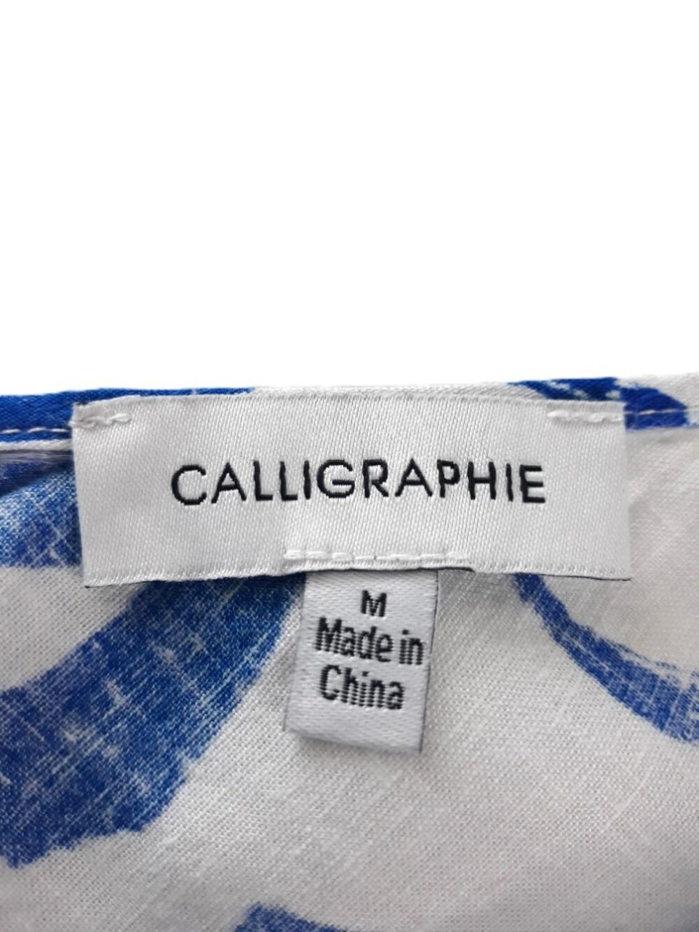 Anthropologie Calligraphie Boho Linen Blend Top Bell Sleeves Abstract - Picture 6 of 7